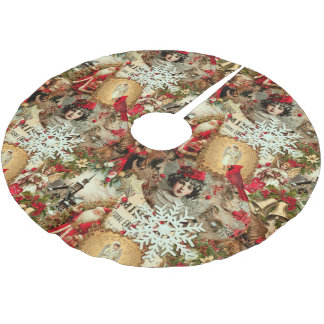 Victorian Yuletide Treasures Collage Brushed Polyester Tree Skirt