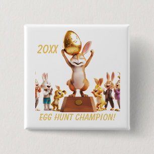 Victorious Bunny Egg Hunt Champion 15 Cm Square Badge