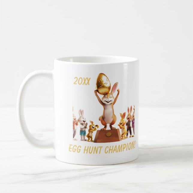 Victorious Bunny Egg Hunt Champion Coffee Mug (Left)