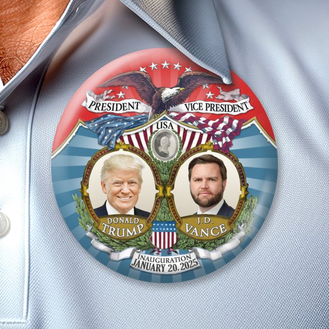 Victory and Inauguration - Donald Trump JD Vance 7.5 Cm Round Badge (Trump Vance Inauguration and Victory Collectible for the 2024 Election - the 47th President)