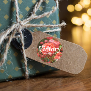 Victory Deuteronomy 20:4 Verse Elegant Pink Rose Classic Round Sticker