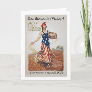Victory Garden Liberty Sow Seeds WWI Propaganda Card