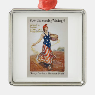 Victory Garden Liberty Sow Seeds WWI Propaganda Metal Tree Decoration