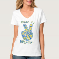 Victory gesture and lettering Peace in Ukraine T-S