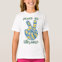 Victory gesture and lettering Peace in Ukraine T-S