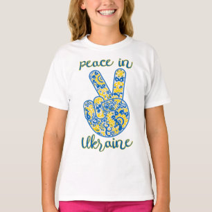 Victory gesture and lettering Peace in Ukraine T-S T-Shirt