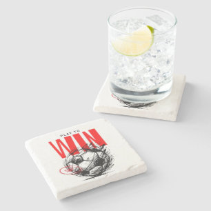 Victory Mindset Soccer Stone Coasters - Play to Wi