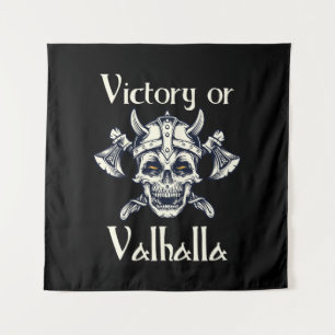 Victory or Valhalla - Skull  Tapestry