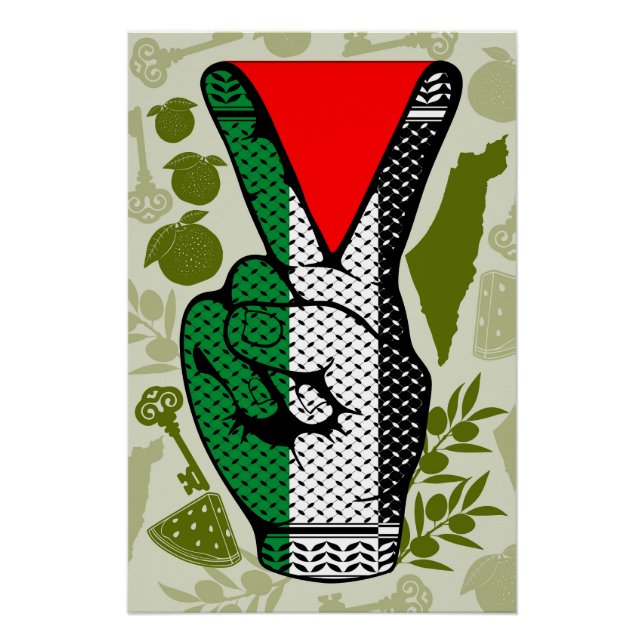 Victory Sign Hand Resistance Red Triangle Symbol (Front)