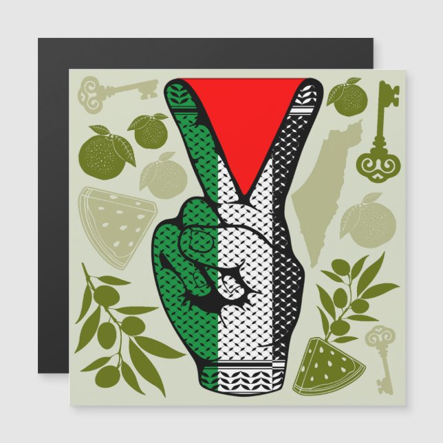 Victory Sign Hand Resistance Red Triangle Symbol (Front/Back)