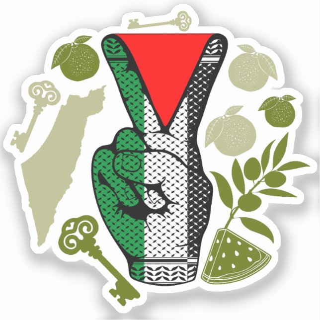 Victory Sign Hand Resistance Red Triangle Symbol (Front)