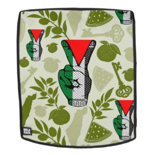 Victory Sign Hand Resistance Red Triangle Symbol Backpack