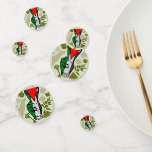 Victory Sign Hand Resistance Red Triangle Symbol Confetti