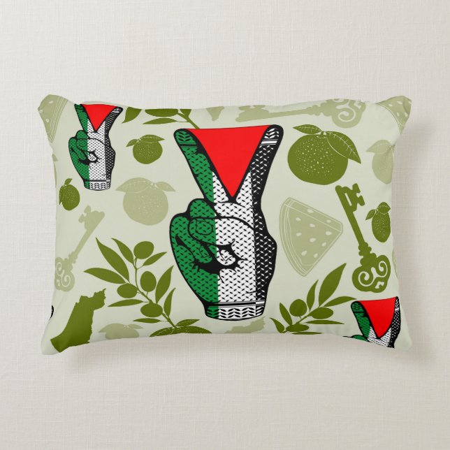 Victory Sign Hand Resistance Red Triangle Symbol Decorative Cushion (Front)