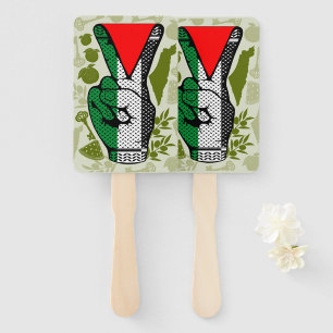 Victory Sign Hand Resistance Red Triangle Symbol Hand Fan