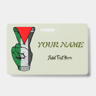 Victory Sign Hand Resistance Red Triangle Symbol ID Badge