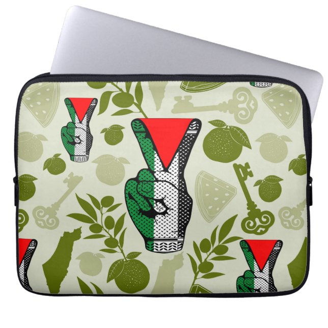 Victory Sign Hand Resistance Red Triangle Symbol Laptop Sleeve (Front)