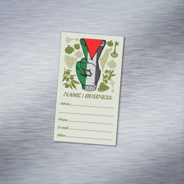 Victory Sign Hand Resistance Red Triangle Symbol Magnetic Business Card (In Situ)