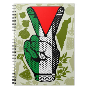 Victory Sign Hand Resistance Red Triangle Symbol Notebook