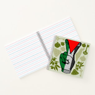 Victory Sign Hand Resistance Red Triangle Symbol Notebook