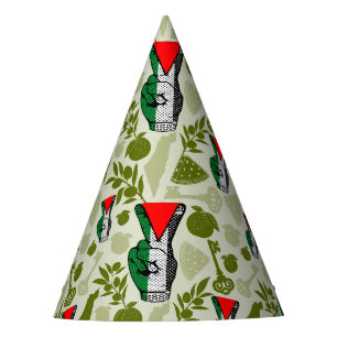 Victory Sign Hand Resistance Red Triangle Symbol Party Hat