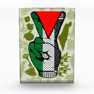 Victory Sign Hand Resistance Red Triangle Symbol Photo Block
