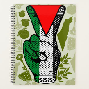 Victory Sign Hand Resistance Red Triangle Symbol Planner