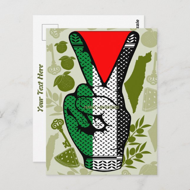 Victory Sign Hand Resistance Red Triangle Symbol Postcard (Front/Back)