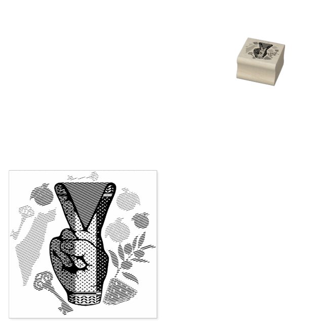 Victory Sign Hand Resistance Red Triangle Symbol Rubber Stamp (Stamped)