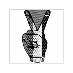 Victory Sign Hand Resistance Red Triangle Symbol Self-inking Stamp
