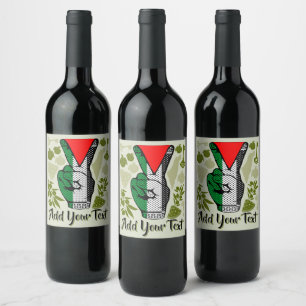 Victory Sign Hand Resistance Red Triangle Symbol Wine Label