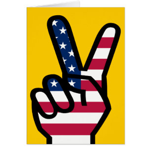 Victory Sign With American Flag