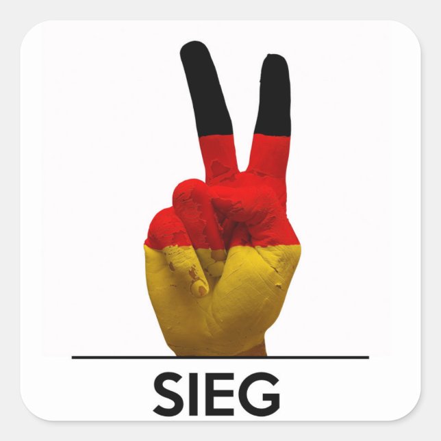 victory symbol hand germany sieg german text square sticker (Front)