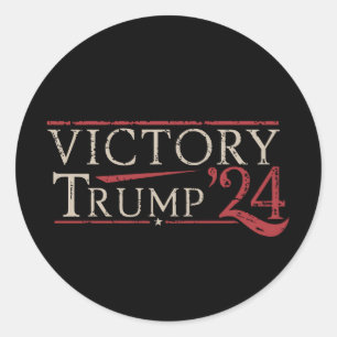 Victory Trump 24 Republican President 47 USA Classic Round Sticker