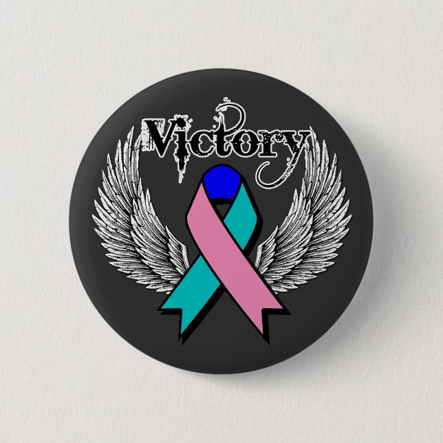 Victory Wings - Thyroid Cancer 6 Cm Round Badge (Front)
