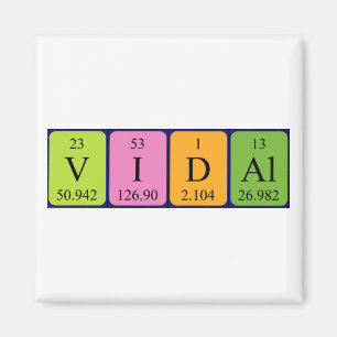 Vidal periodic table name magnet
