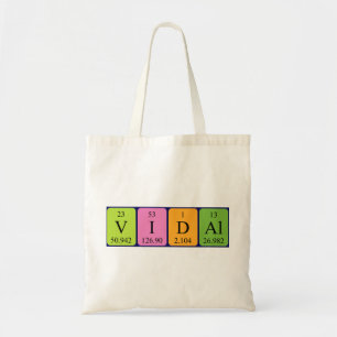 Vidal periodic table name tote bag