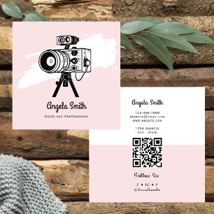 Video and Photography Trendy Website Pink  Square Business Card