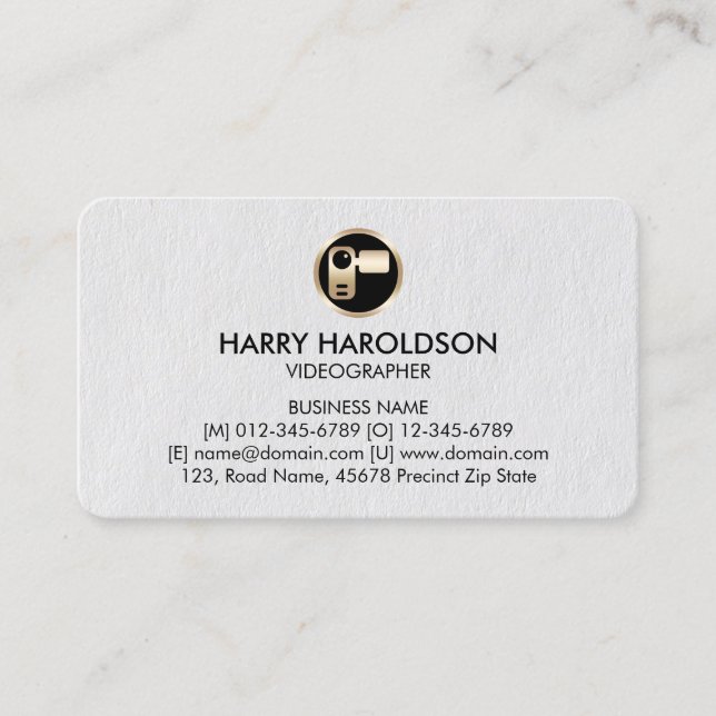 Video Camera Icon Videographer Business Card (Front)