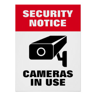 Video camera security notice poster sign