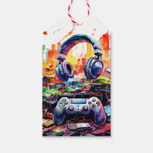 Video Controller and Headphones Boy's Birthday Gift Tags