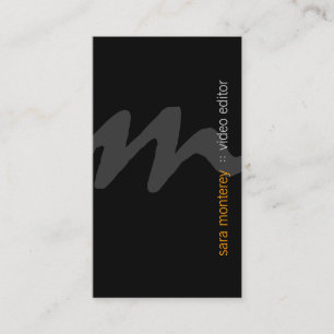 Video Editor Bold Script Monogram Business Card