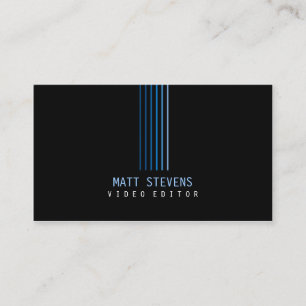 Video Editor Business Card Blue Beams