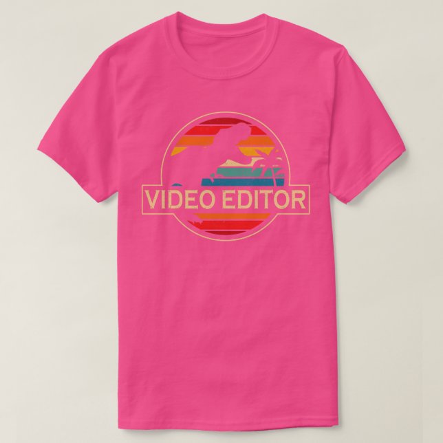 Video Editor Dinosaur T-Shirt (Design Front)