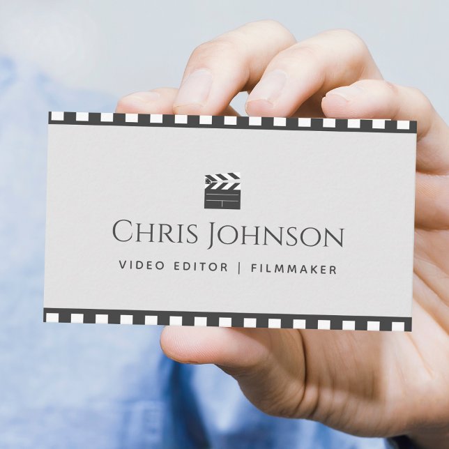 Video Editor Filmmaker Pastel & Brown Movie Tape Business Card (Creator Uploaded)