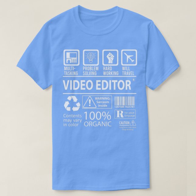 Video Editor Multitasking Job Gift Item T-Shirt (Design Front)
