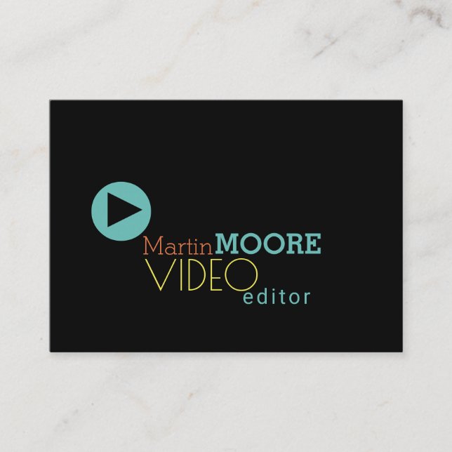 Video editor production visual art play cover business card (Front)