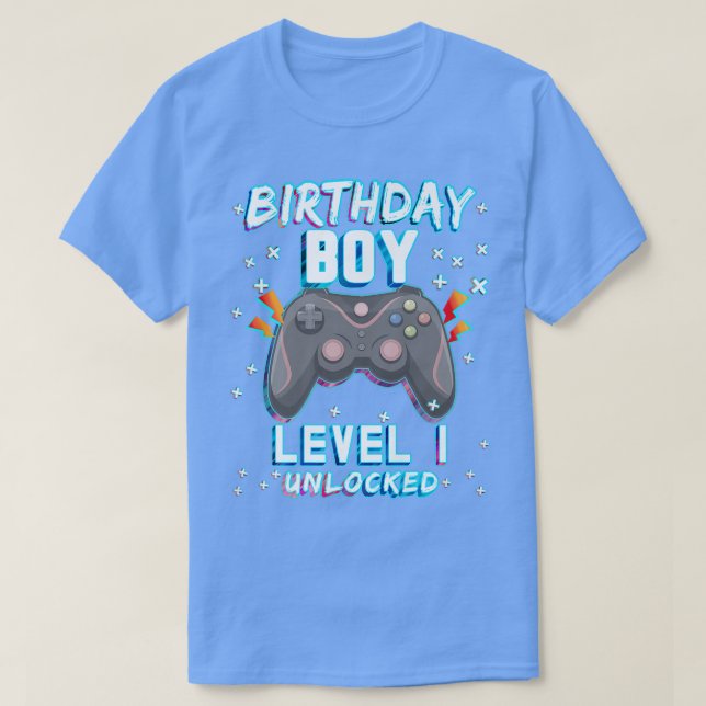 Video Game 1st Birthday Gamer Boys  Level 1 Unlock T-Shirt (Design Front)