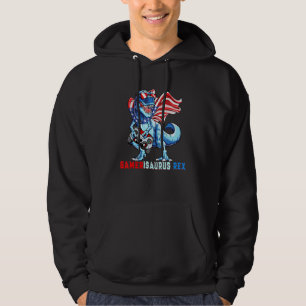 Video Game 4th Of July T Rex Dinosaur Amerisaurus  Hoodie