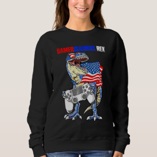 Video Game 4th Of July T Rex Dinosaur Amerisaurus  Sweatshirt